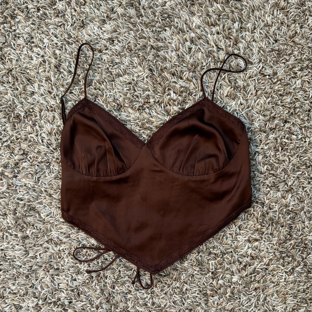 Pepper Mayo Cropped Brown Tank Top